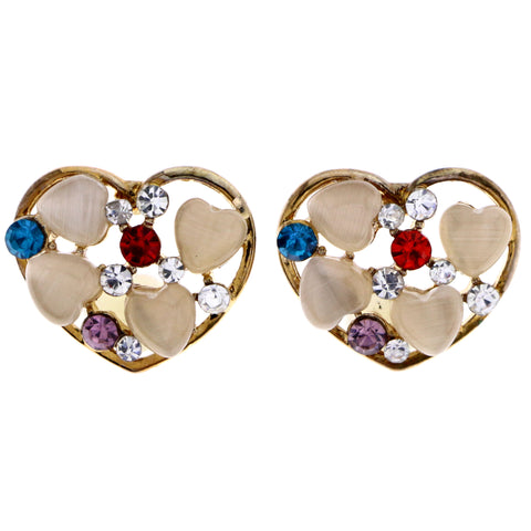 Mi Amore Heart Post-Earrings Multicolor/Gold-Tone