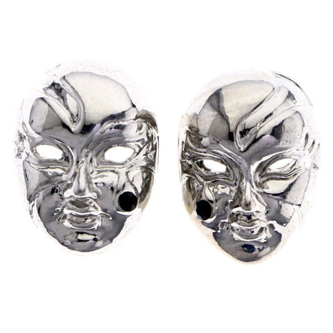Mi Amore Mask Post-Earrings Silver-Tone/Black