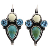 Mi Amore Antiqued Dangle-Earrings Blue/Silver-Tone