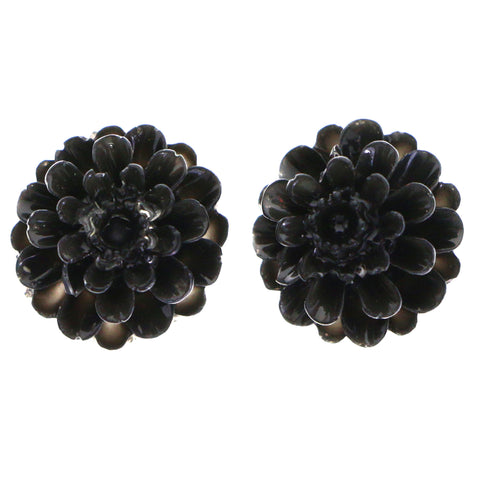 Mi Amore Flower Post-Earrings Black