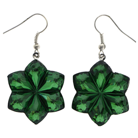Mi Amore Flower Dangle-Earrings Green/Silver-Tone