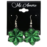Mi Amore Flower Dangle-Earrings Green/Silver-Tone