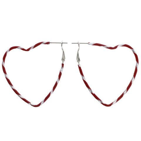 Mi Amore Heart Hoop-Earrings Red/Silver-Tone
