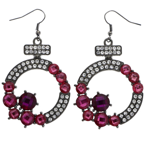 Mi Amore Dangle-Earrings Silver-Tone/Pink
