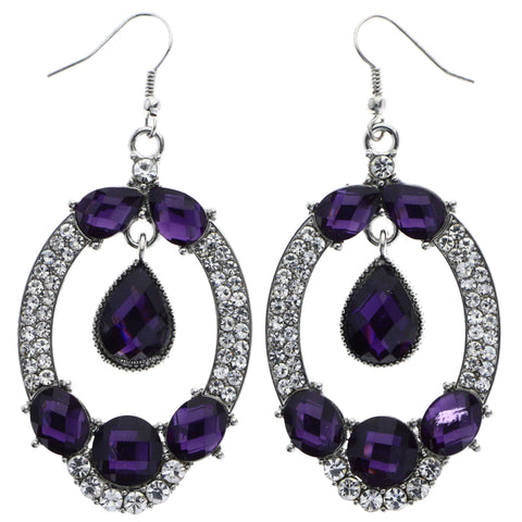 Mi Amore Dangle-Earrings Silver-Tone/Purple