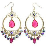 Mi Amore AB Finish Dangle-Earrings Gold-Tone/Pink