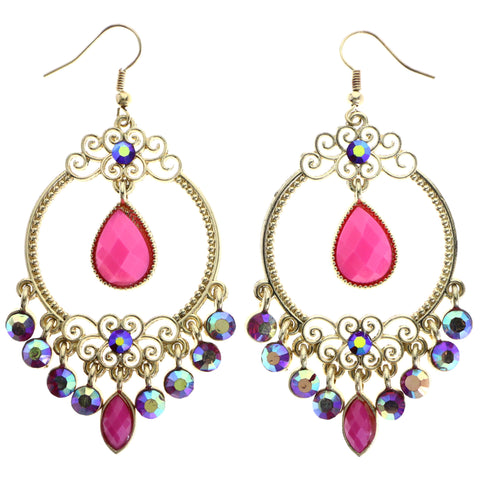 Mi Amore AB Finish Dangle-Earrings Gold-Tone/Pink