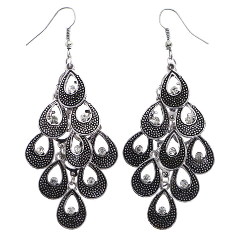 Mi Amore Antiqued Chandelier-Earrings Silver-Tone