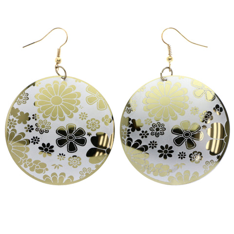 Mi Amore Flower Dangle-Earrings White/Gold-Tone