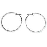Mi Amore Textured Hoop-Earrings Silver-Tone