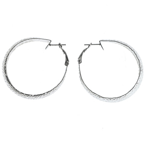 Mi Amore Textured Hoop-Earrings Silver-Tone