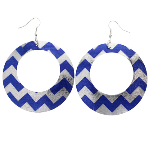 Mi Amore Chevron Dangle-Earrings Silver-Tone/Blue