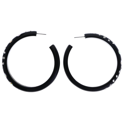 Mi Amore AB Finish Dangle-Earrings Black/Silver-Tone
