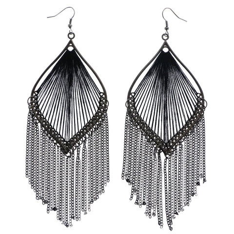 Mi Amore String Art Dangle-Earrings Black/Dark-Silver