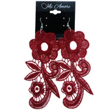 Mi Amore Flower Dangle-Earrings Red/Silver-Tone