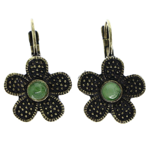 Mi Amore Antiqued Flower Dangle-Earrings Gold-Tone & Green