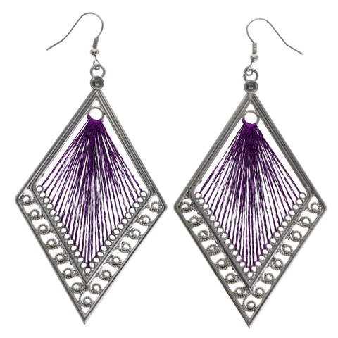 Mi Amore Dangle-Earrings Purple/Silver-Tone