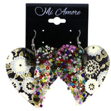 Mi Amore Flower Heart Dangle-Earrings Black & Multicolor