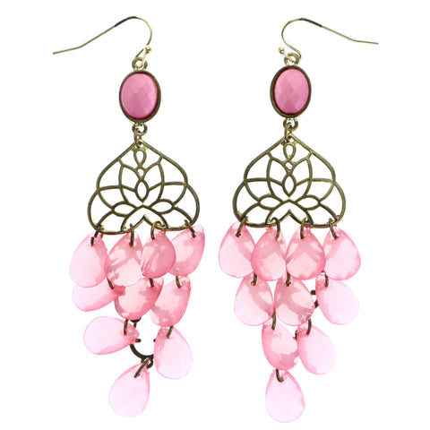 Mi Amore Dangle-Earrings Pink/Gold-Tone