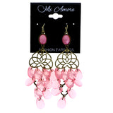 Mi Amore Dangle-Earrings Pink/Gold-Tone