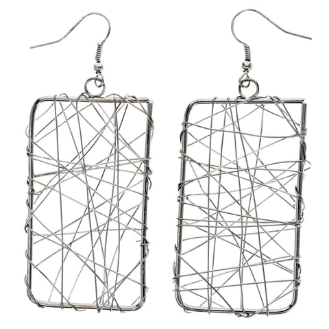 Mi Amore Wire Wrap Dangle-Earrings Silver-Tone