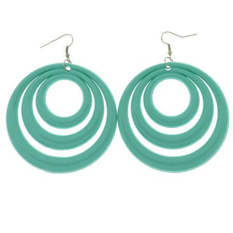 Blue & Silver-Tone Plastic Dangle-Earrings