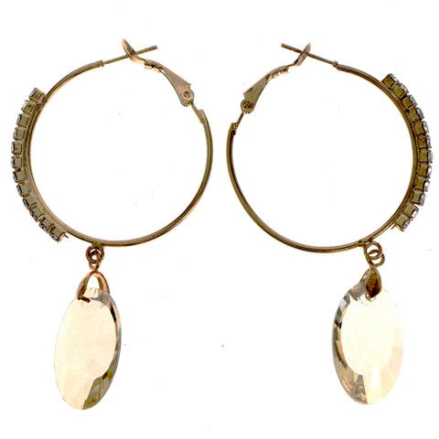 Mi Amore Drop Accent Hoop-Earrings Gold-Tone/Peach