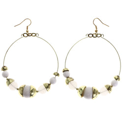 Mi Amore Antiqued Dangle-Earrings Gold-Tone/White