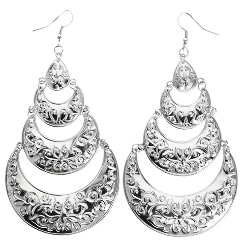 Mi Amore Flower Dangle-Earrings Silver-Tone