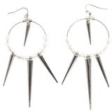 Mi Amore Spike AB Finish Dangle-Earrings Silver-Tone & White