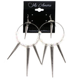 Mi Amore Spike AB Finish Dangle-Earrings Silver-Tone & White