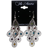 Mi Amore Antiqued Chandelier-Earrings Silver-Tone/Multicolor