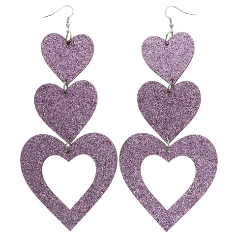 Mi Amore Heart Dangle-Earrings Pink
