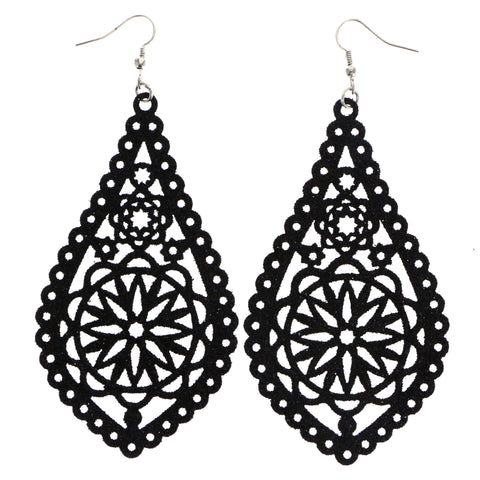 Mi Amore Flower Dangle-Earrings Black