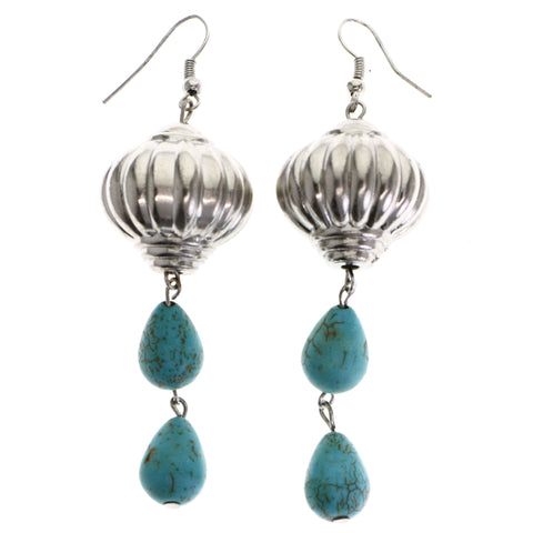 Mi Amore Dangle-Earrings Silver-Tone/Blue