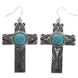 Mi Amore Cross Dangle-Earrings Silver-Tone/Blue