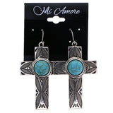 Mi Amore Cross Dangle-Earrings Silver-Tone/Blue