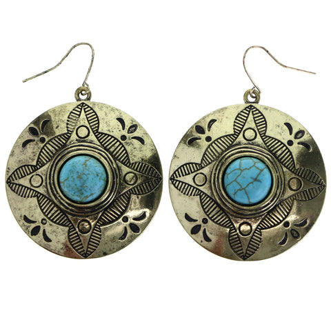 Mi Amore Antiqued Dangle-Earrings Gold-Tone/Blue