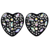 Mi Amore AB Finish Heart Post-Earrings Black & Silver-Tone