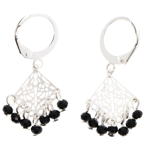 Mi Amore Dangle-Earrings Silver-Tone/Black