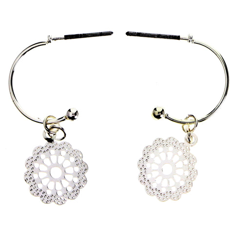 Mi Amore Flower Dangle-Earrings Silver-Tone