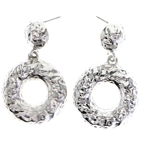 Mi Amore Textured Drop-Dangle-Earrings Silver-Tone
