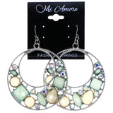 Mi Amore AB Finish Dangle-Earrings Silver-Tone/Green