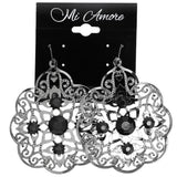 Mi Amore Flower Dangle-Earrings Dark-Silver/Green
