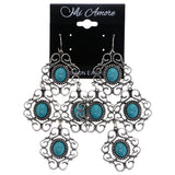 Mi Amore Antiqued Dangle-Earrings Dark-Silver/Blue
