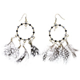 Mi Amore Polka Dot Feather Dangle-Earrings Gold-Tone & Black