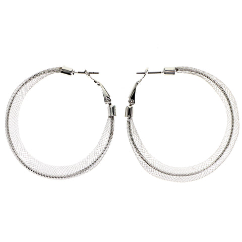 Mi Amore Mesh Hoop-Earrings Silver-Tone
