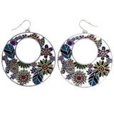 Mi Amore Antiqued Flower Dangle-Earrings Multicolor