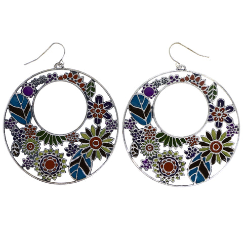 Mi Amore Antiqued Flower Dangle-Earrings Multicolor