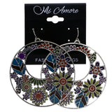 Mi Amore Antiqued Flower Dangle-Earrings Multicolor